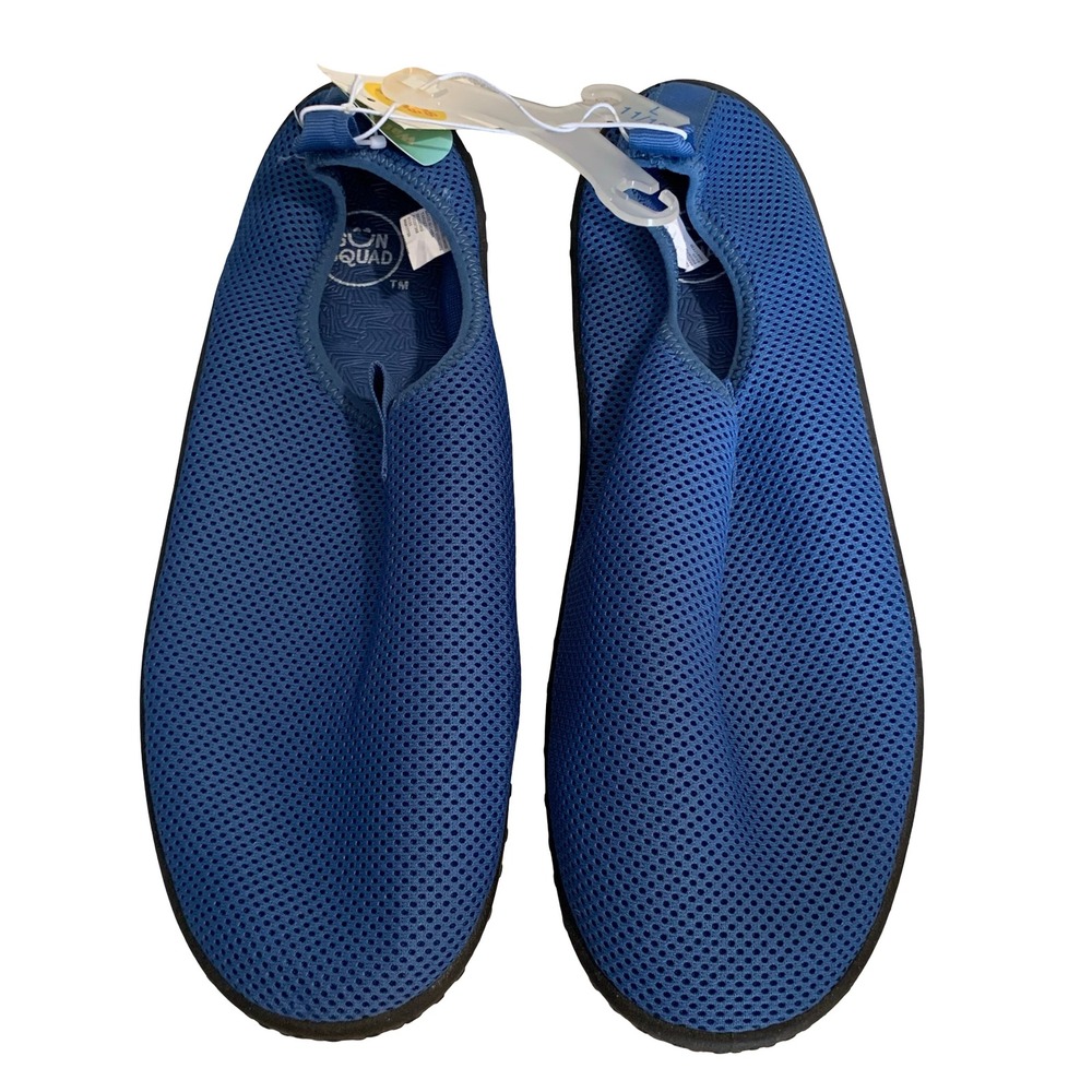 Sun Squad Mens Water Shoes Blue Mesh Slip On Beach Pool Size L 11/12